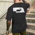 狩猟ヘラジカまたはワピティ ネブラスカ地図アートハンター メンズTシャツ バックプリント 彼への贈り物