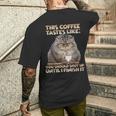 猫朝のイライラとコーヒー愛好家向け T パラス猫 メンズTシャツ バックプリント 彼への贈り物