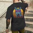 猫 ねこねこ サンタクルーズ カリフォルニア州 レトロ メンズTシャツ バックプリント 彼への贈り物