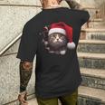 猫 クリスマス クリスマスパーティー メンズTシャツ バックプリント 彼への贈り物