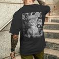 猫 モノクロ 写真 おしゃれ 可愛い 個性的 ハロウィン かぼちゃ メンズTシャツ バックプリント 彼への贈り物