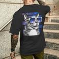 猫 宇宙 メガネ ギャラクシー サングラス おもしろい 猫 ミーム メンズTシャツ バックプリント 彼への贈り物