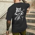 猫 演奏 チェロ ヴィンテージ ジャズ ミュージシャン チェリスト メンズTシャツ バックプリント 彼への贈り物
