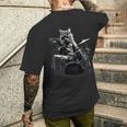 猫がドラムを叩く メンズTシャツ バックプリント 彼への贈り物