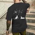 猫と音符 楽譜 音楽家 猫 音楽好き ギフト メンズTシャツ バックプリント 彼への贈り物