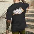猫のへそ天 Cat Belly Trap メンズTシャツ バックプリント 彼への贈り物