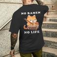 猫ノーラーメンノーライフ ラーメン好き ラーメンオタク ラーメン 面白い ネタ ごはん 飯 麺 メンズTシャツ バックプリント 彼への贈り物