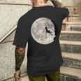 登山、フリークライミング、登山、ボルダリング、月 メンズTシャツ バックプリント 彼への贈り物
