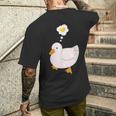 目玉焼きのハートがかわいいアヒル好きのデザイン。 メンズTシャツ バックプリント 彼への贈り物