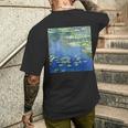 睡蓮の絵 メンズTシャツ バックプリント 彼への贈り物