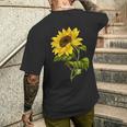 素敵なかわいいヒマワリの植物の花のアートワーク メンズTシャツ バックプリント 彼への贈り物