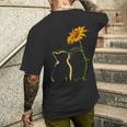 素敵な黄色い猫のひまわり メンズTシャツ バックプリント 彼への贈り物
