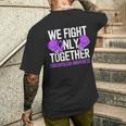 線維筋痛症啓発 パープルリボン We Fightonly Together メンズTシャツ バックプリント 彼への贈り物