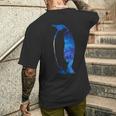 美的シルエット 星 宇宙 銀河 ペンギン メンズTシャツ バックプリント 彼への贈り物