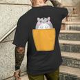 胸ポケットにハムスター メンズTシャツ バックプリント 彼への贈り物