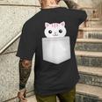 胸ポケットの猫 メンズTシャツ バックプリント 彼への贈り物