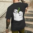 胸ポケットパンダ パンダ クマ メンズTシャツ バックプリント 彼への贈り物