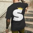 英文字 大文字 アルファベット モノグラム イニシャル キング クイーン クラウン メンズTシャツ バックプリント 彼への贈り物