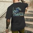 葛飾 北斎 神奈川沖浪裏 有名なヴィンテージアート スタイリッシュ Great Wave Hokusaitylish メンズTシャツ バックプリント 彼への贈り物
