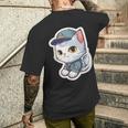 郵便配達員、Dps 配達員の猫を削除 メンズTシャツ バックプリント 彼への贈り物