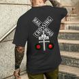 鉄道 踏切 ライト トラック 道路標識 メンズTシャツ バックプリント 彼への贈り物