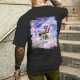 銀河 宇宙飛行士 猫 乗馬 虹 シャーク メンズTシャツ バックプリント 彼への贈り物