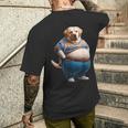 陽気なチャンキーラブラドールレトリバーtシャツ 太った犬愛好家向け メンズTシャツ バックプリント 彼への贈り物