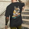 面白い フレンチブルドッグ スケートボード スケーター 犬 イングリッシュドッグ メンズTシャツ バックプリント 彼への贈り物