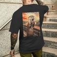面白い レトロ ムンク 悲鳴 芸術的 絵画 パロディ カワウソ 恋人 メンズTシャツ バックプリント 彼への贈り物