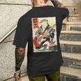 面白い 漫画 アニメ 日本美術 カワウソ ギターを弾く ロック メンズTシャツ バックプリント 彼への贈り物