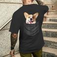 面白いtシャツ コーギー ポケット イヌ わんこ メンズ 犬好き グッズ おもしろ 面白い 服 ネタ メンズTシャツ バックプリント 彼への贈り物
