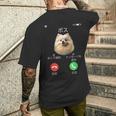 面白いtシャツ ポメラニアン 着信 犬 イヌ メンズ グッズ かわいい おもしろ 面白い 服 ネタ わんこ メンズTシャツ バックプリント 彼への贈り物