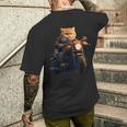 面白いtシャツ 猫 ネコ メンズ バイク 猫好き グッズ おもしろ 面白い 服 ネタ にゃんこ 猫の下僕 メンズTシャツ バックプリント 彼への贈り物