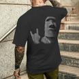 面白いイースター島のモアイ像のロッカーign Of The Horns メンズTシャツ バックプリント 彼への贈り物