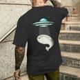 面白いサカバンバスピス フィッシュミーム Ufo アブダクション メンズTシャツ バックプリント 彼への贈り物