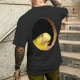 面白いセキセイインコ イエロー セキセイインコ ペット 鳥好きのギフト メンズTシャツ バックプリント 彼への贈り物