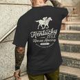 面白いダービーデー、ケンタッキースタイルの競馬 メンズTシャツ バックプリント 彼への贈り物