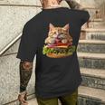 面白いファーストフードハンバーガー愛好家猫猫愛好家 Britishhorthair Burger Cat Food メンズTシャツ バックプリント 彼への贈り物
