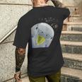 面白い好奇心インコのセキセイインコ メンズTシャツ バックプリント 彼への贈り物