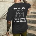面白い猫 Tピースギフト Yolo 猫愛好家に メンズTシャツ バックプリント 彼への贈り物
