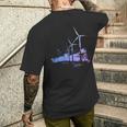 風力発電所 風車 タービン 再生可能エネルギー メンズTシャツ バックプリント 彼への贈り物