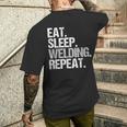 食べる睡眠溶接リピート溶接機 メンズTシャツ バックプリント 彼への贈り物