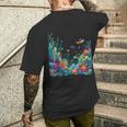 鮮やかなサンゴ礁海洋生物のシーン メンズTシャツ バックプリント 彼への贈り物