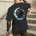 黒猫 三日月 セーラームーンフェイズ 占星術 ペット愛好家 メンズTシャツ バックプリント 彼への贈り物