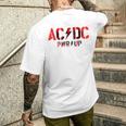 AcDcロックミュージックバンドpwrupフォトロゴ。 メンズTシャツ バックプリント 彼への贈り物