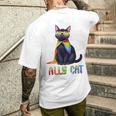 Ally Cat Lgbtゲイプライド月間2025レインボー平等権 メンズTシャツ バックプリント 彼への贈り物