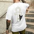 Ankh & Cat デザイン – スピリチュアル瞑想アート メンズTシャツ バックプリント 彼への贈り物