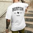 Burton Texas Tx ビンテージ アスレチック ブラックスポーツデザイン メンズTシャツ バックプリント 彼への贈り物