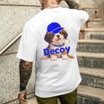 Decoy 愛犬 子犬 デコピン Decoy Kooikerhondje Puppy メンズTシャツ バックプリント 彼への贈り物