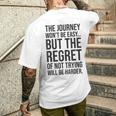 Easy Journeys Regret ジム、ハッスル、成功、モチベーションアップ メンズTシャツ バックプリント 彼への贈り物